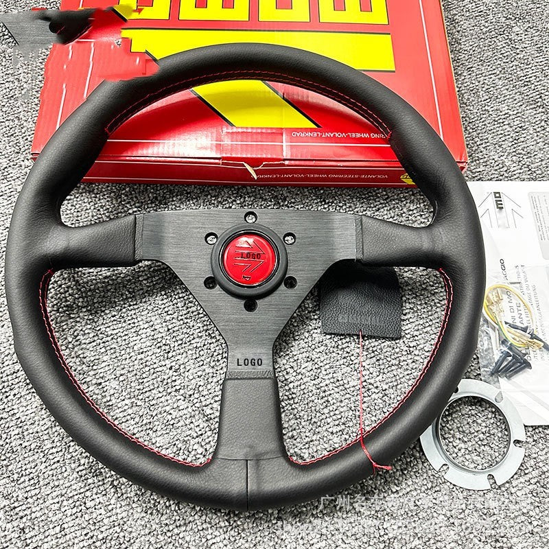 Car Modification Competitive Racing 14-inch Leather Steering Wheel